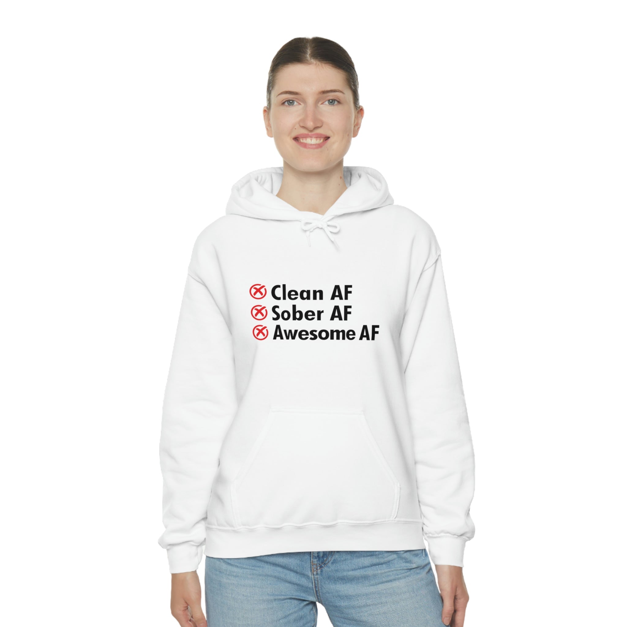 Clean AF Sober AF Awesome AF - Unisex Heavy Blend™ Hooded Sweatshirt