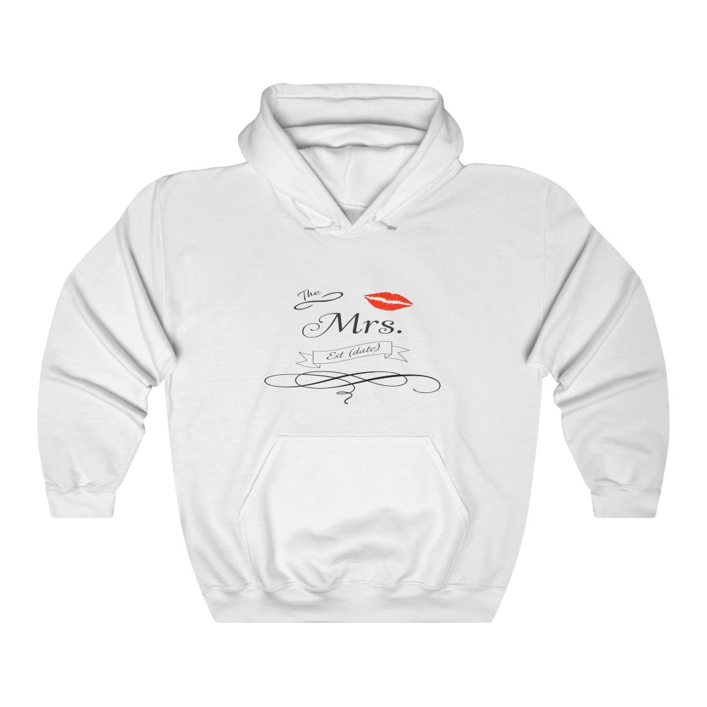 The Mrs. Established Wedding Date Customizable - Unisex Heavy Blend™ Hooded Sweatshirt