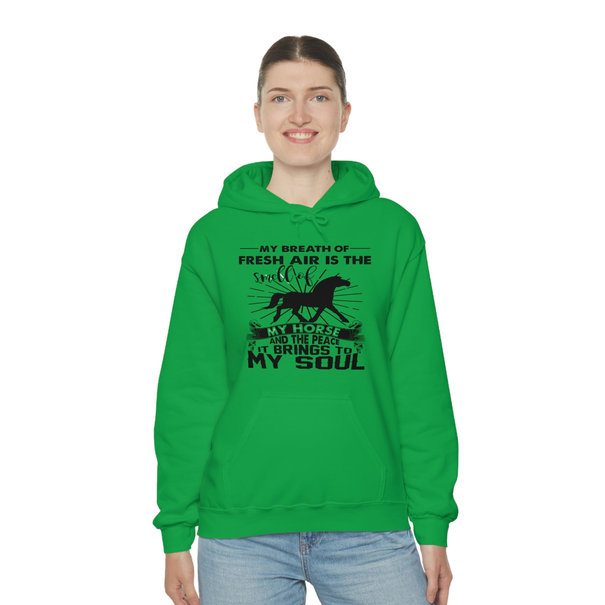 My Breath Of Fresh Air Is The Smell Of My Horse - Unisex Heavy Blend™ Hooded Sweatshirt