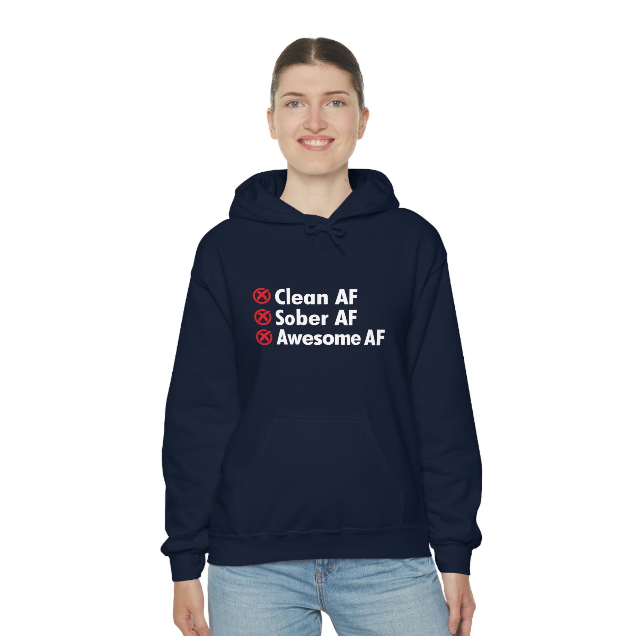 Clean AF Sober AF Awesome AF - Unisex Heavy Blend™ Hooded Sweatshirt