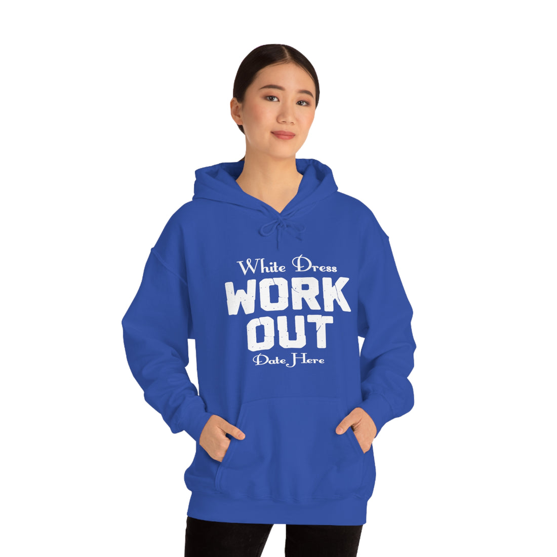 White Dress Work Out Wedding Date Customizable - Unisex Heavy Blend™ Hooded Sweatshirt