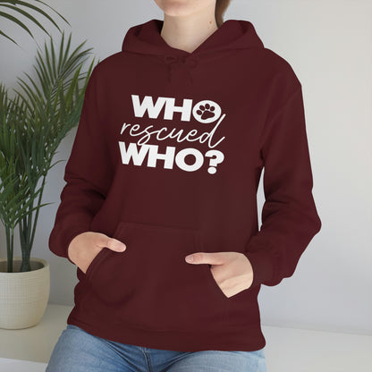 Who Rescued Who - Unisex Heavy Blend™ Hooded Sweatshirt