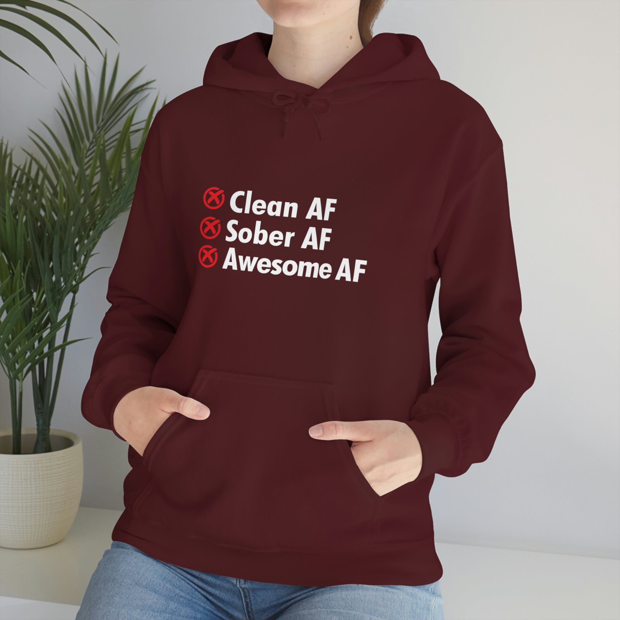 Clean AF Sober AF Awesome AF - Unisex Heavy Blend™ Hooded Sweatshirt