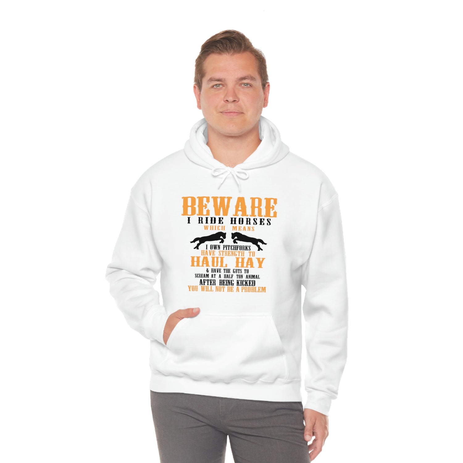 Beware I Ride Horses - Unisex Heavy Blend™ Hooded Sweatshirt