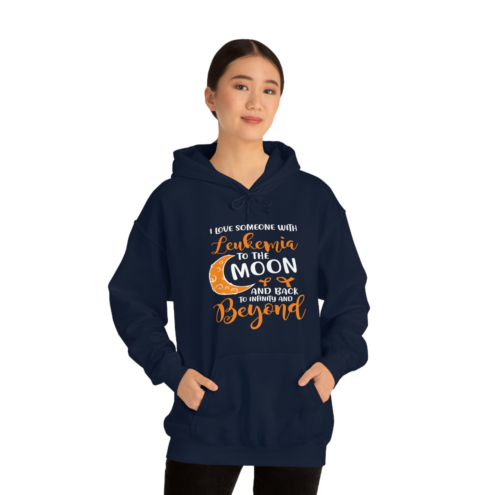 I Love Someone With Leukemia To The Moon And Back - Unisex Heavy Blend™ Hooded Sweatshirt