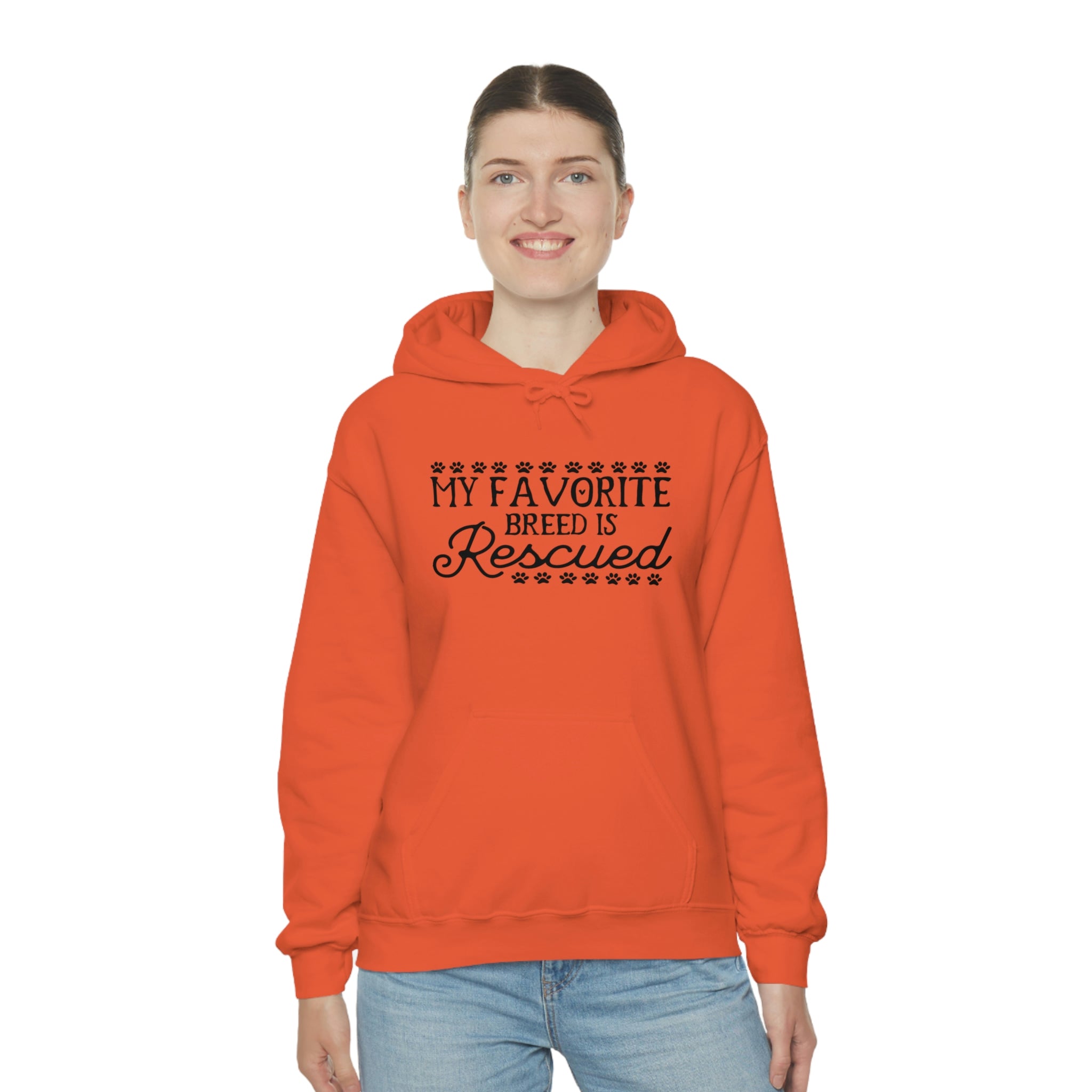 My Favorite Breed Is Rescued - Unisex Heavy Blend™ Hooded Sweatshirt