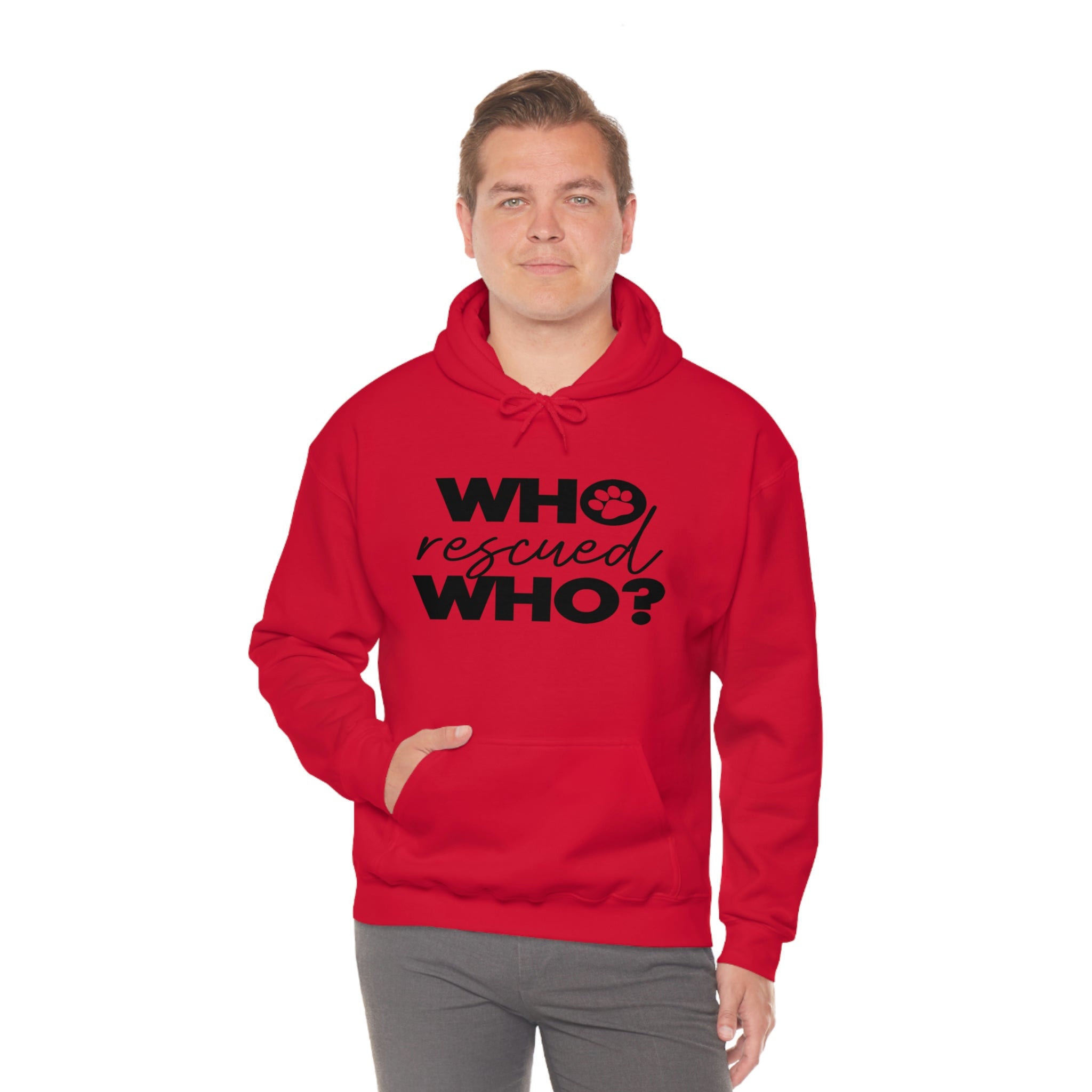 Who Rescued Who - Unisex Heavy Blend™ Hooded Sweatshirt