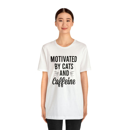 Motivated By Cats &amp; Caffeine - Unisex Jersey Short Sleeve Tee