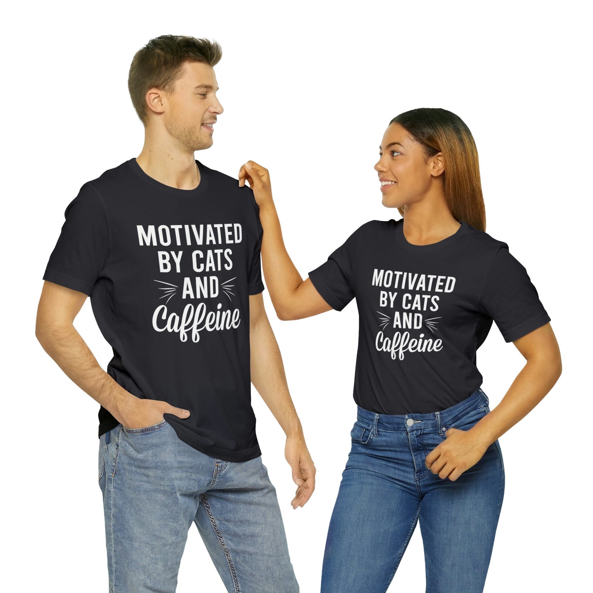 Motivated By Cats &amp; Caffeine - Unisex Jersey Short Sleeve Tee