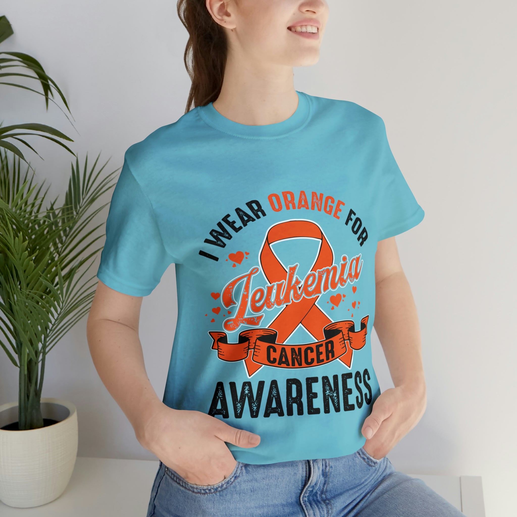 I Wear Orange For Leukemia Cancer Awareness - Unisex Jersey Short Sleeve Tee