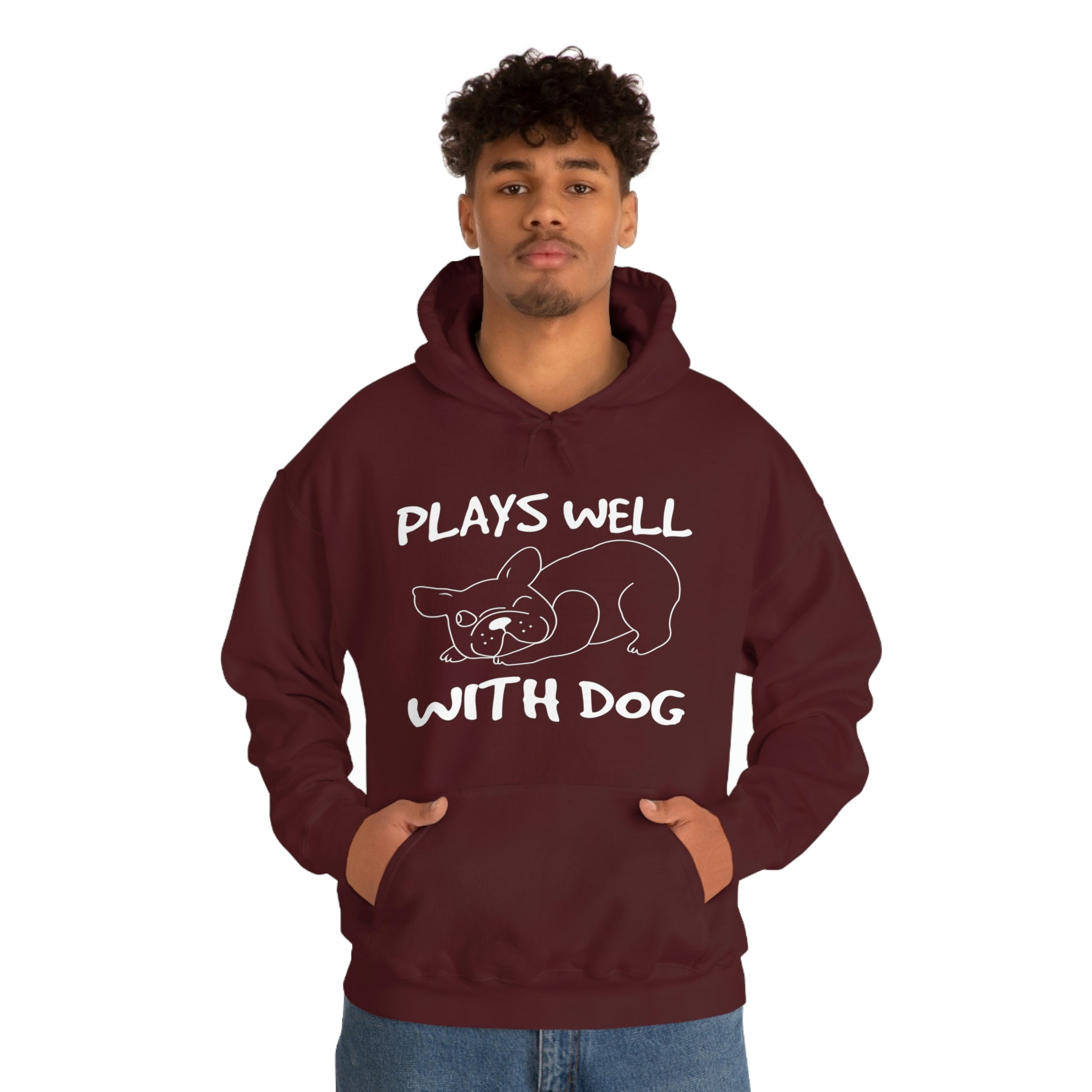 Plays Well With Dog - Unisex Heavy Blend™ Hooded Sweatshirt