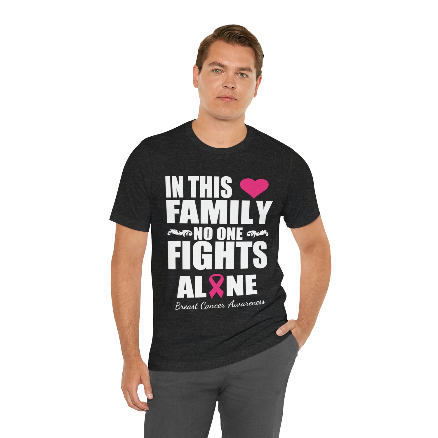 In This Family No One Fights Alone - Unisex Jersey Short Sleeve Tee