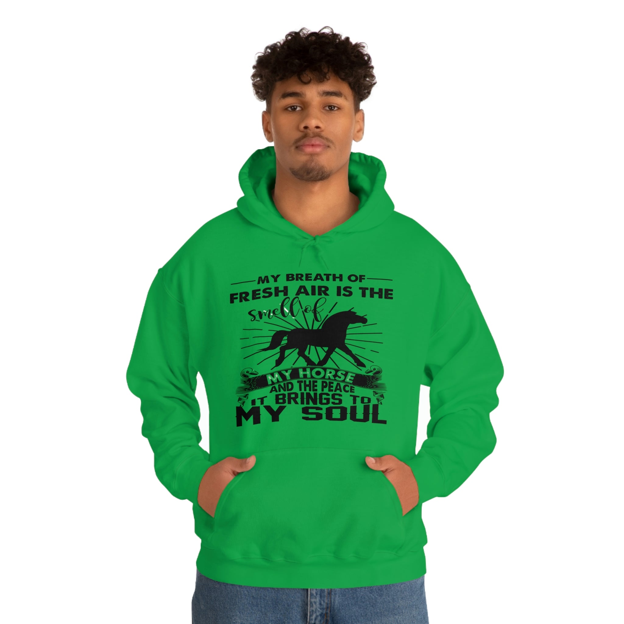 My Breath Of Fresh Air Is The Smell Of My Horse - Unisex Heavy Blend™ Hooded Sweatshirt