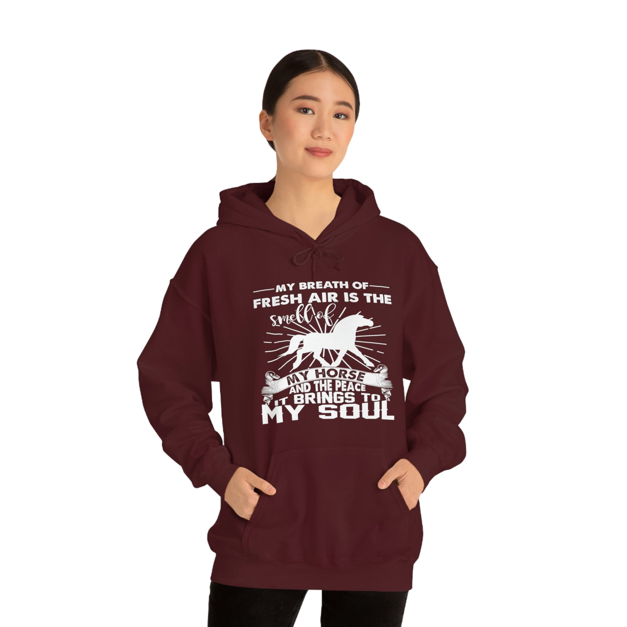 My Breath Of Fresh Air Is The Smell Of My Horse - Unisex Heavy Blend™ Hooded Sweatshirt