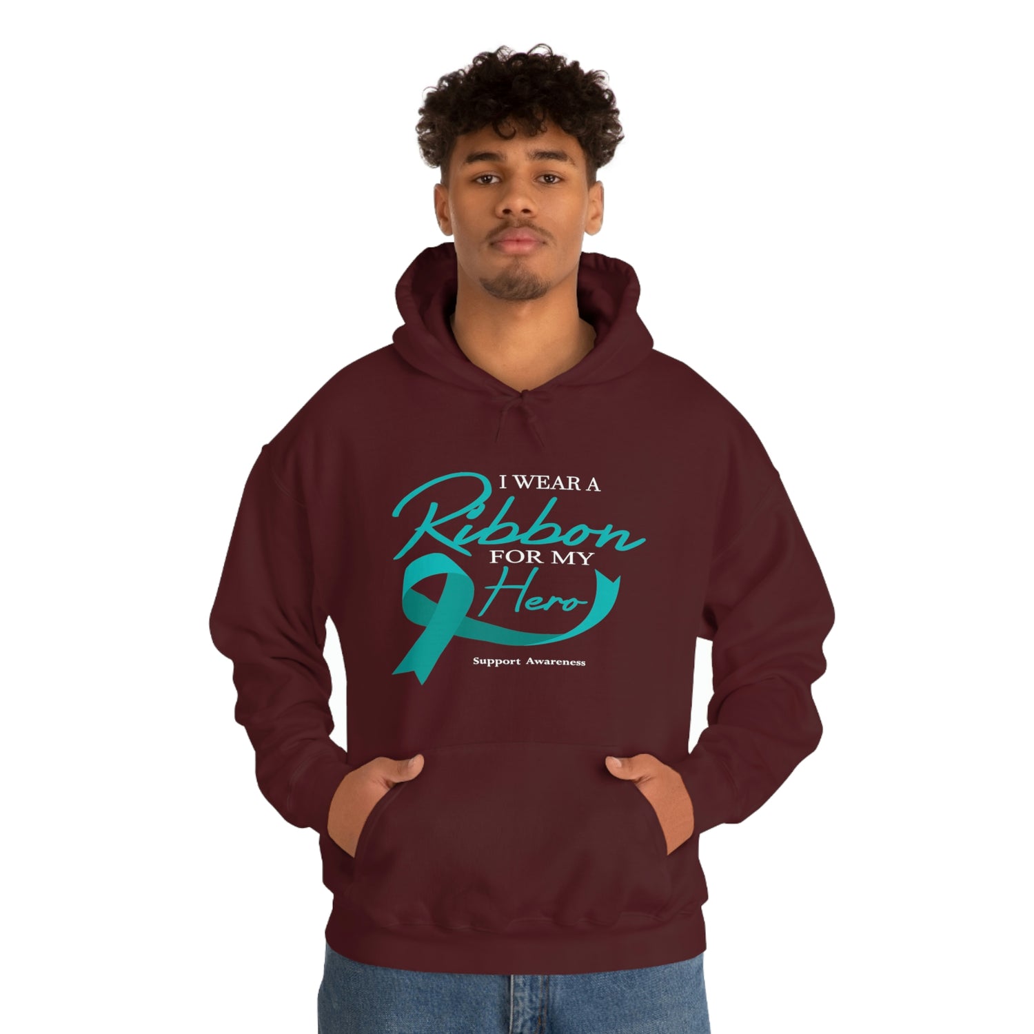 I Wear A Ribbon For My Hero - Unisex Heavy Blend™ Hooded Sweatshirt