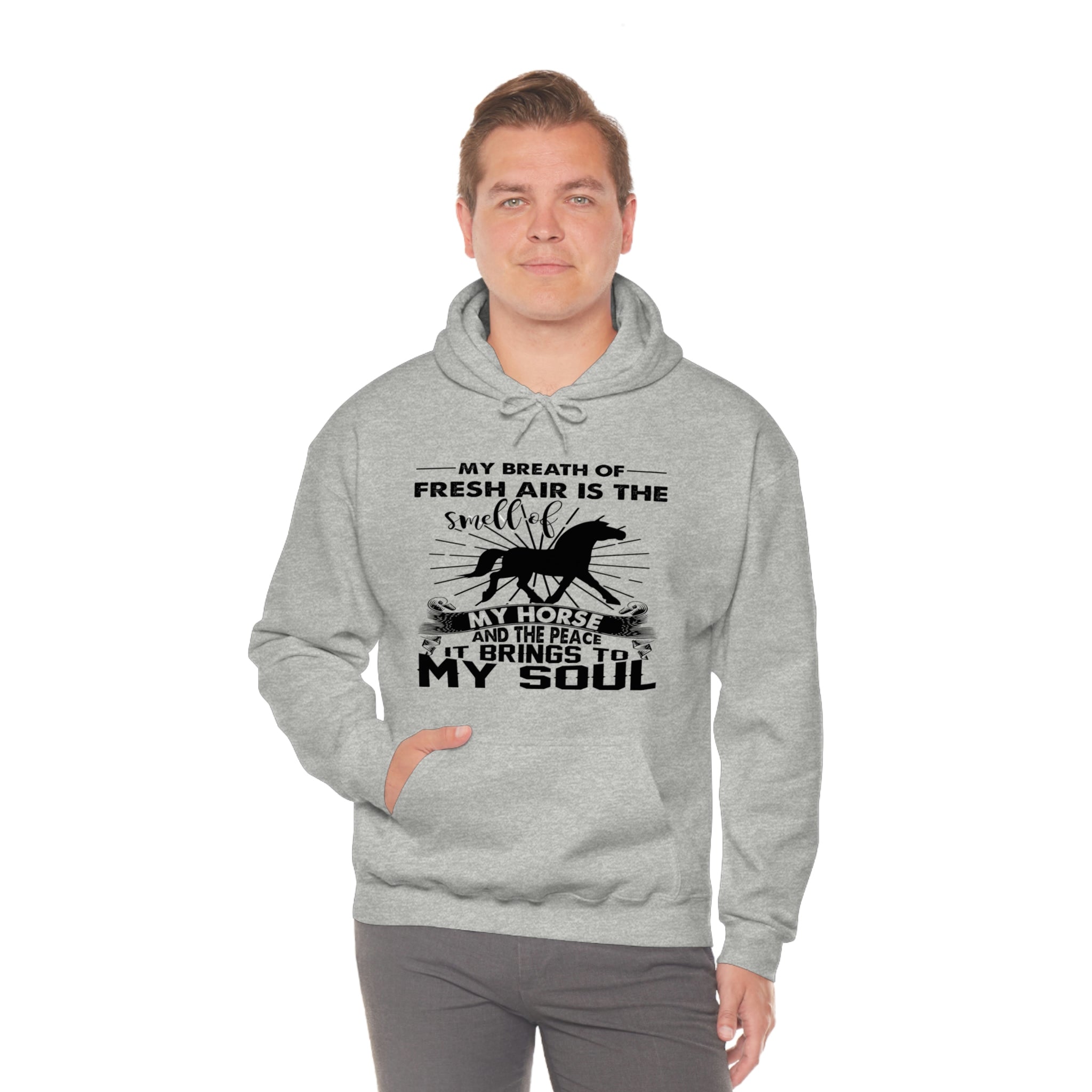 My Breath Of Fresh Air Is The Smell Of My Horse - Unisex Heavy Blend™ Hooded Sweatshirt