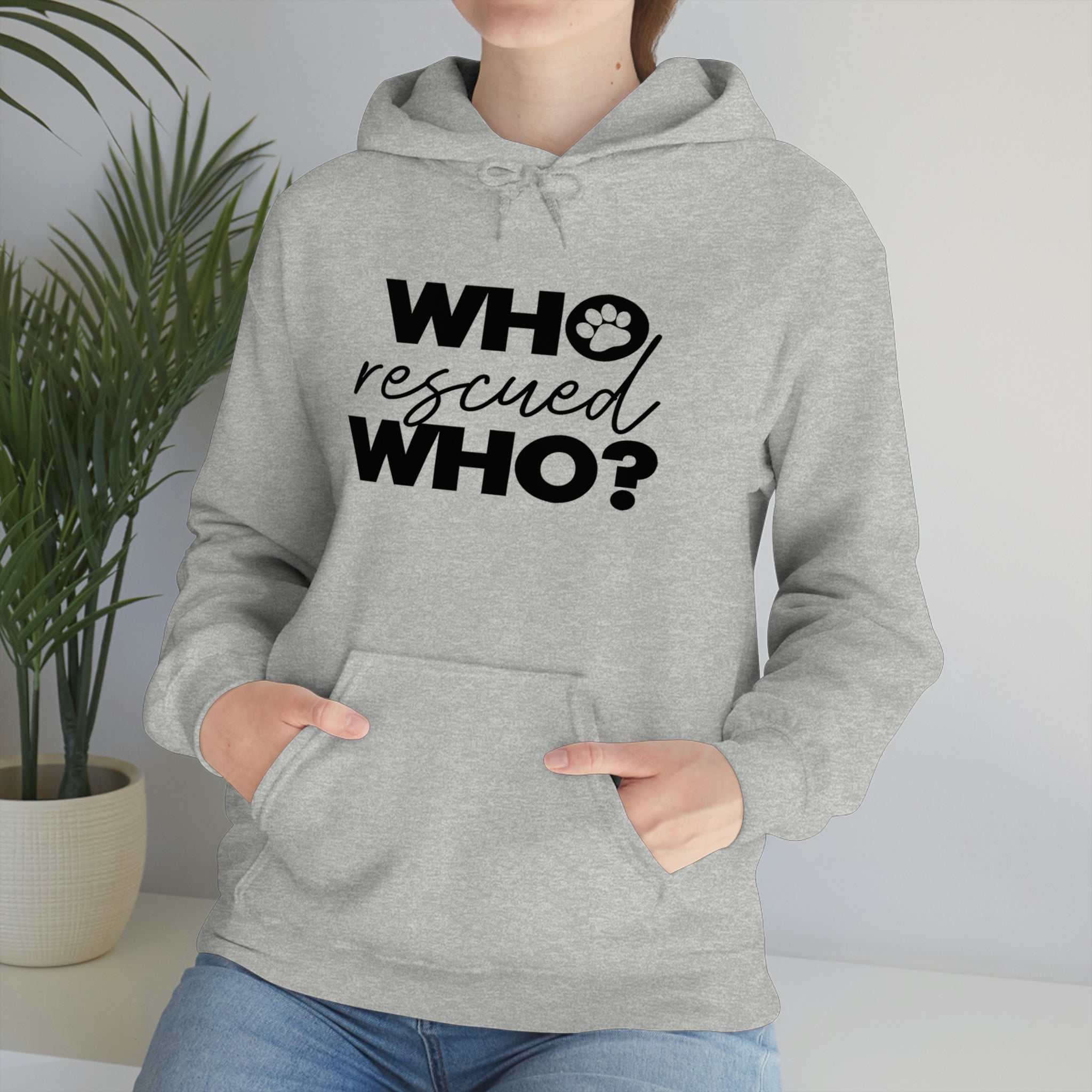 Who Rescued Who - Unisex Heavy Blend™ Hooded Sweatshirt