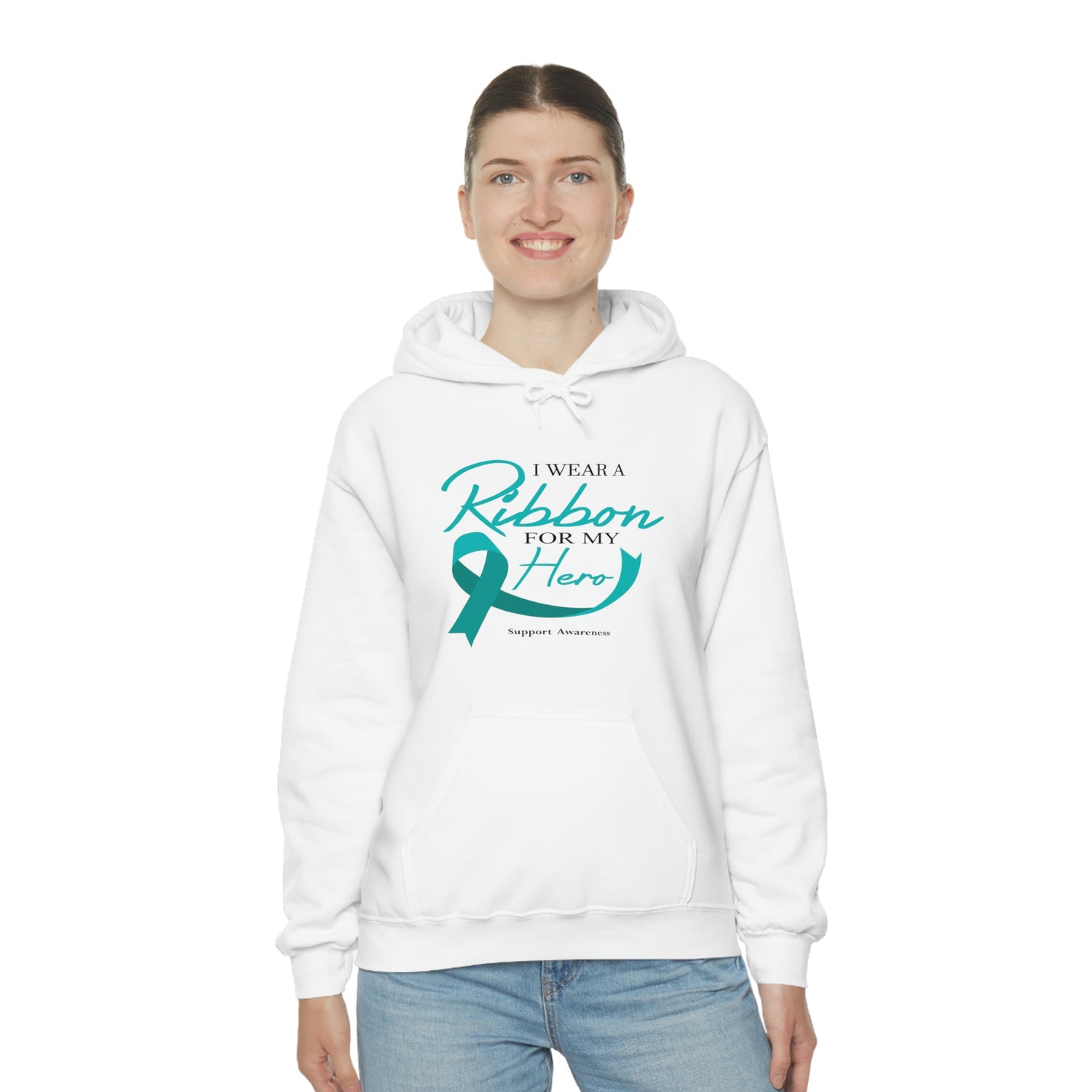 I Wear A Ribbon For My Hero - Unisex Heavy Blend™ Hooded Sweatshirt