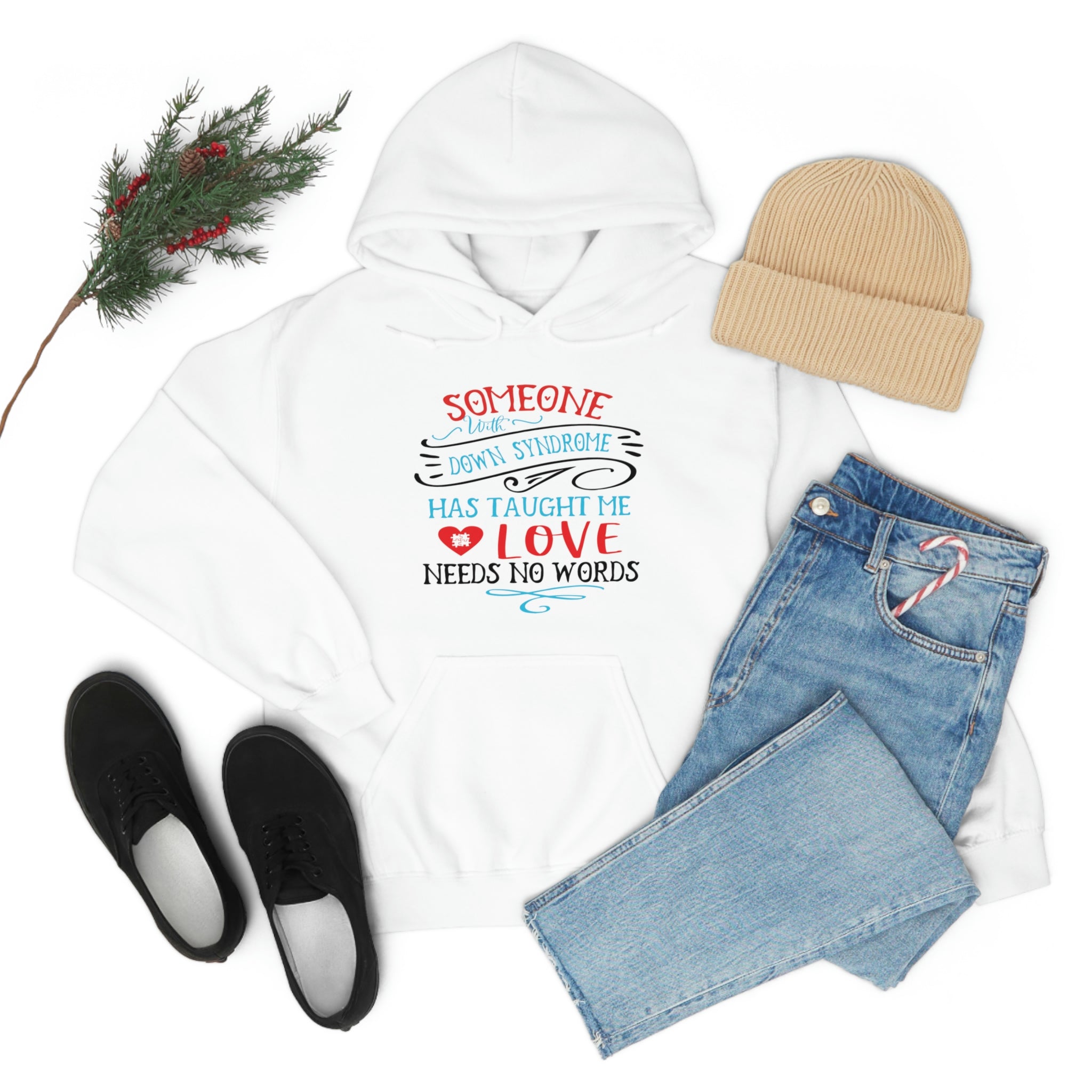 Someone with Down Syndrome Has Taught Me Love Needs No Words - Unisex Heavy Blend™ Hooded Sweatshirt