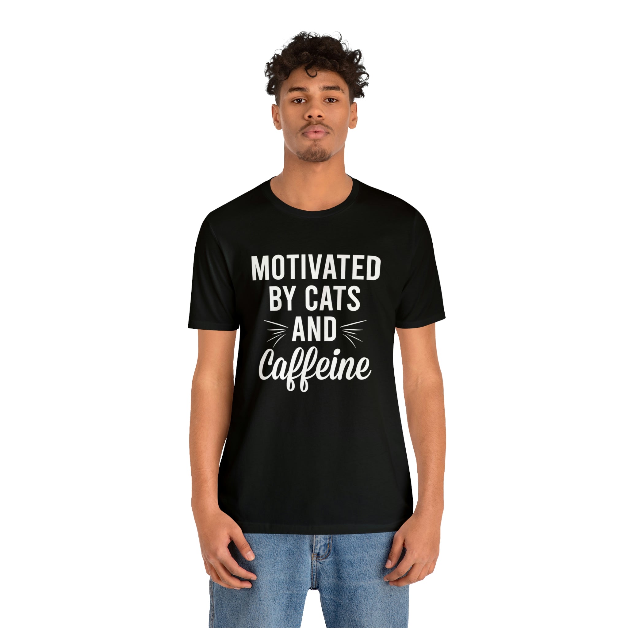 Motivated By Cats &amp; Caffeine - Unisex Jersey Short Sleeve Tee
