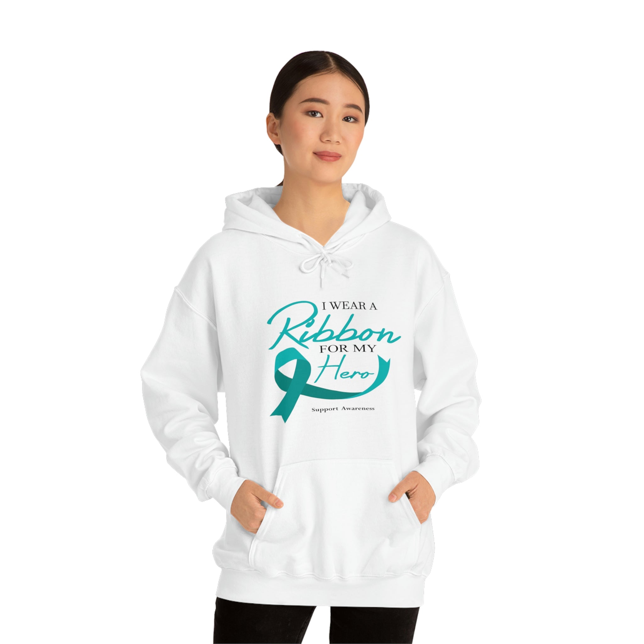 I Wear A Ribbon For My Hero - Unisex Heavy Blend™ Hooded Sweatshirt