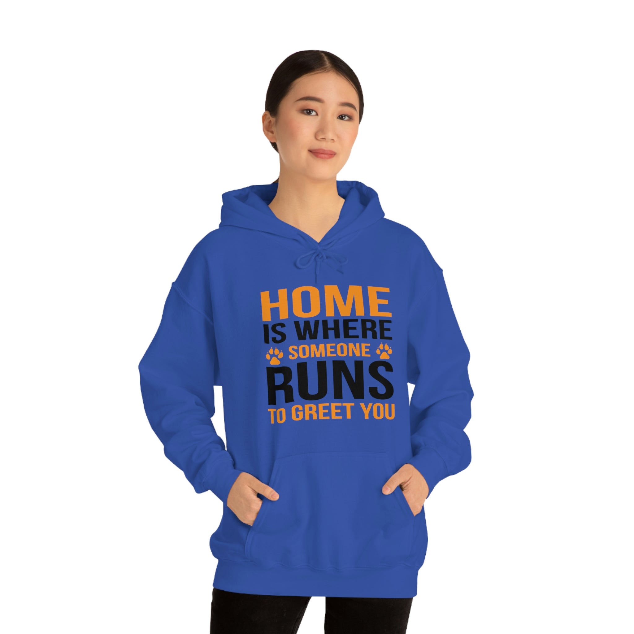 Home Is Where Someone Runs To Greet You - Unisex Heavy Blend™ Hooded Sweatshirt