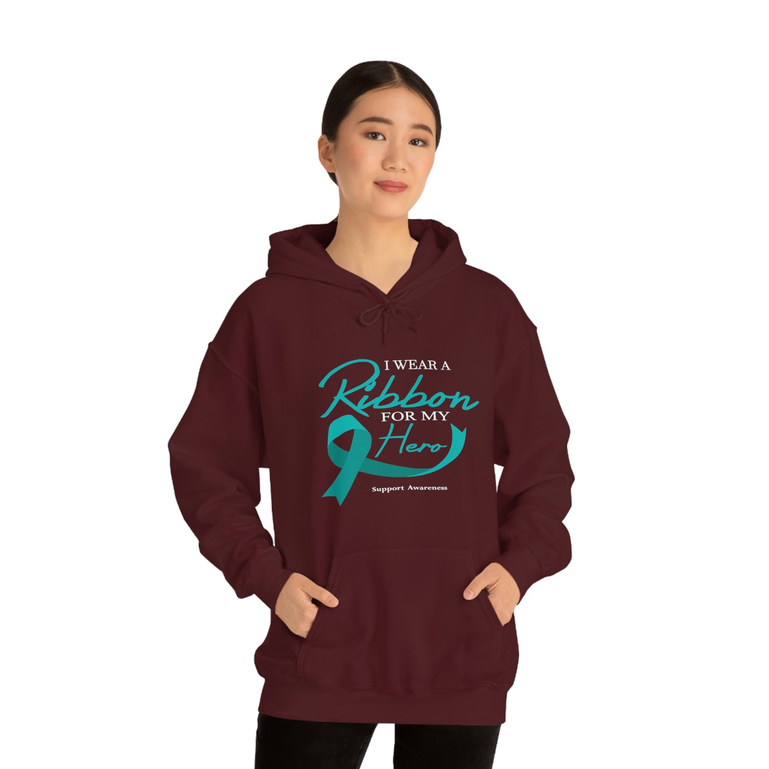 I Wear A Ribbon For My Hero - Unisex Heavy Blend™ Hooded Sweatshirt