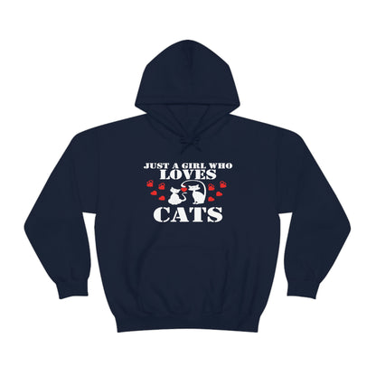 Just a Girl Who Loves Cats - Unisex Heavy Blend™ Hooded Sweatshirt