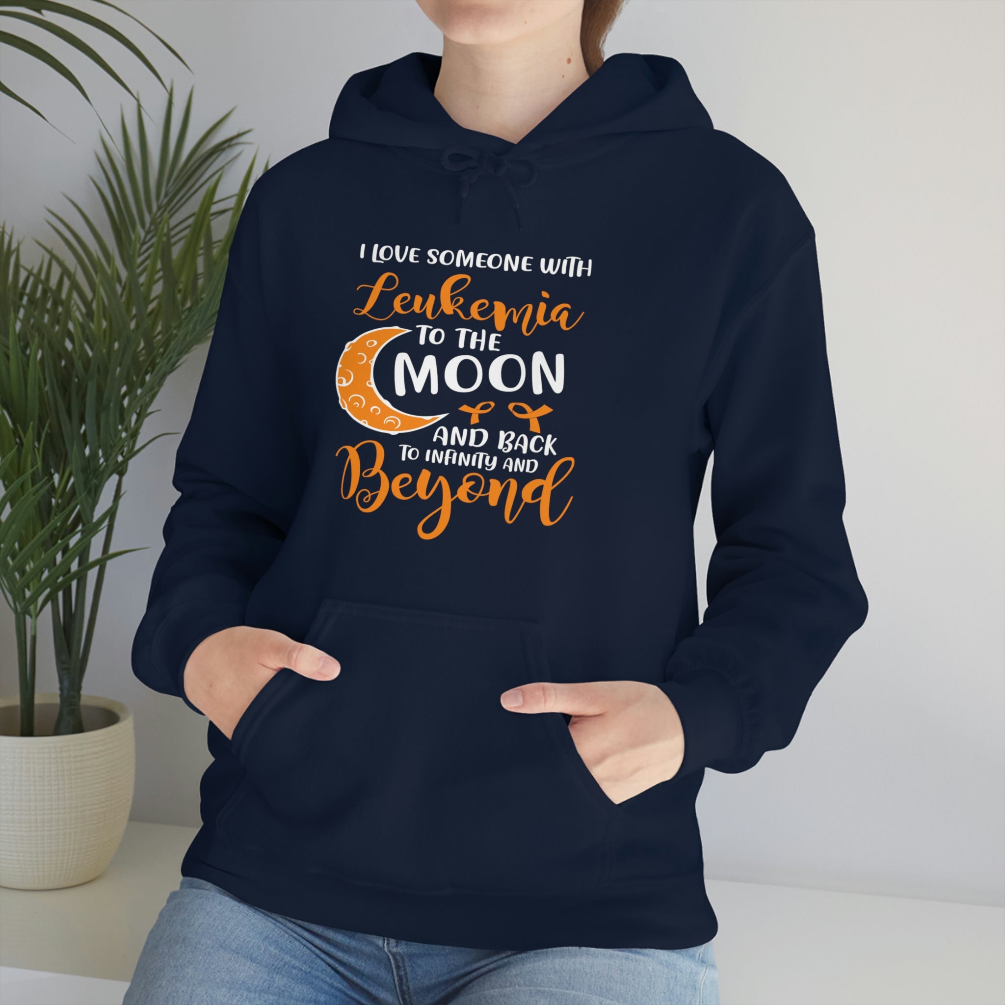 I Love Someone With Leukemia To The Moon And Back - Unisex Heavy Blend™ Hooded Sweatshirt