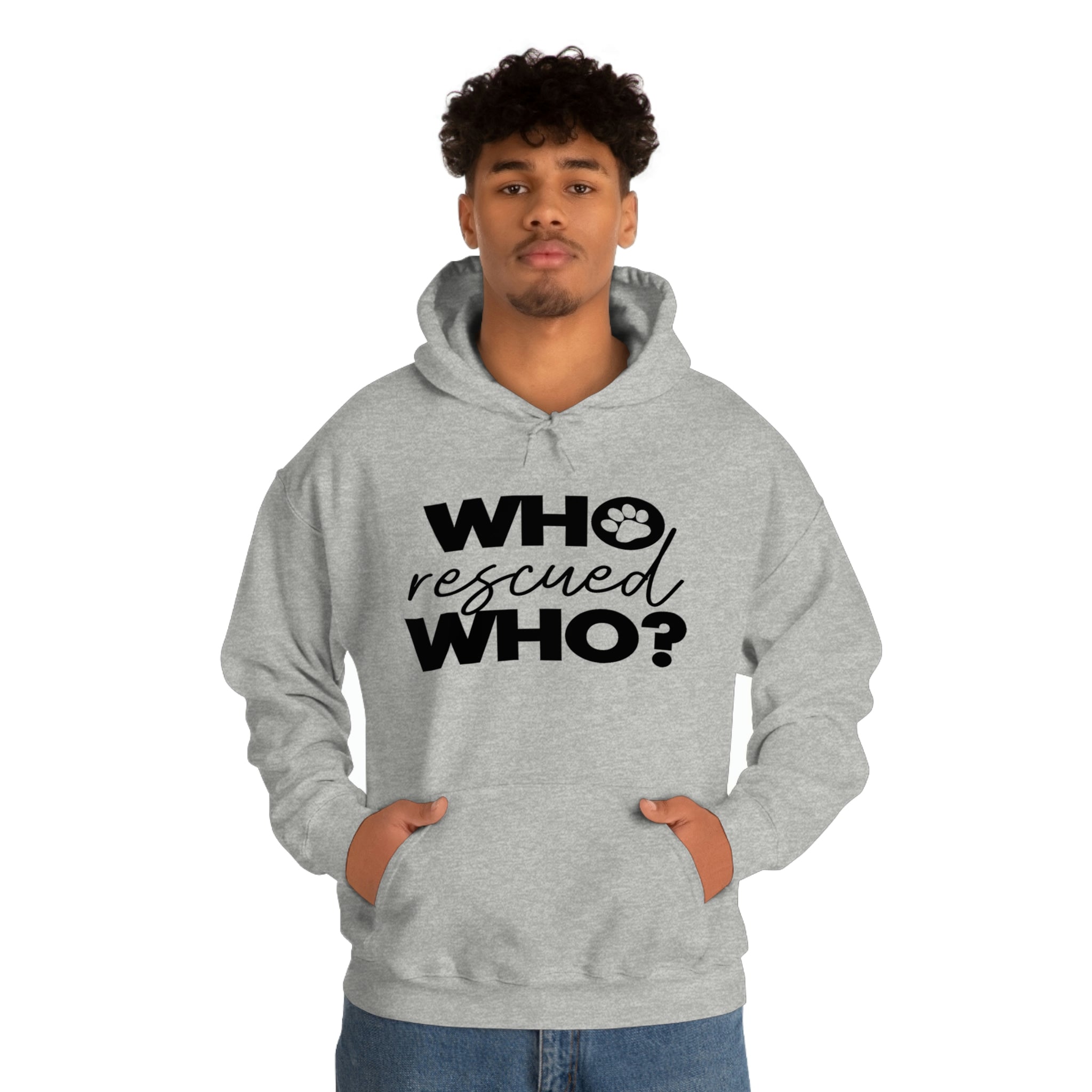 Who Rescued Who - Unisex Heavy Blend™ Hooded Sweatshirt