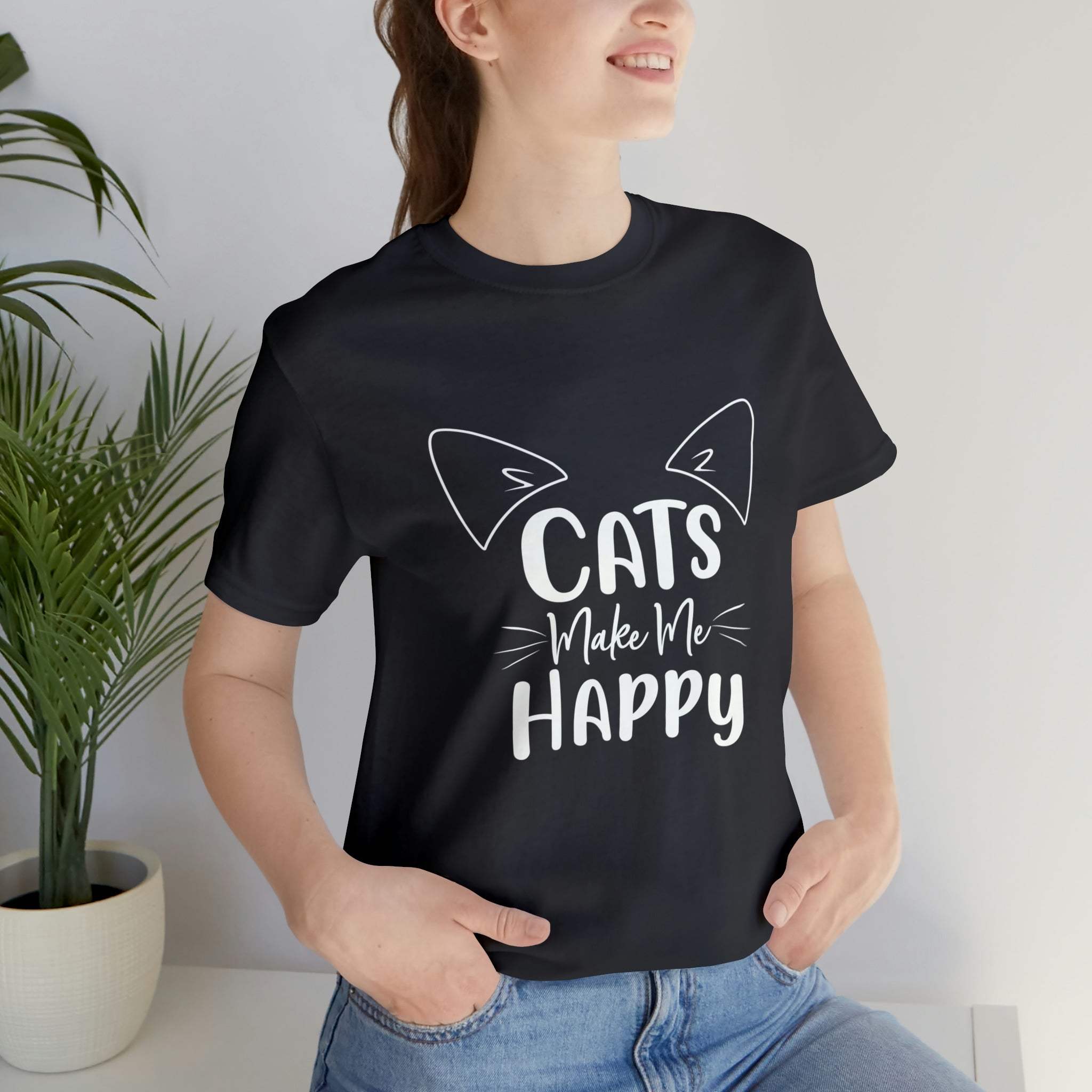 Cats Make Me Happy - Unisex Jersey Short Sleeve Tee