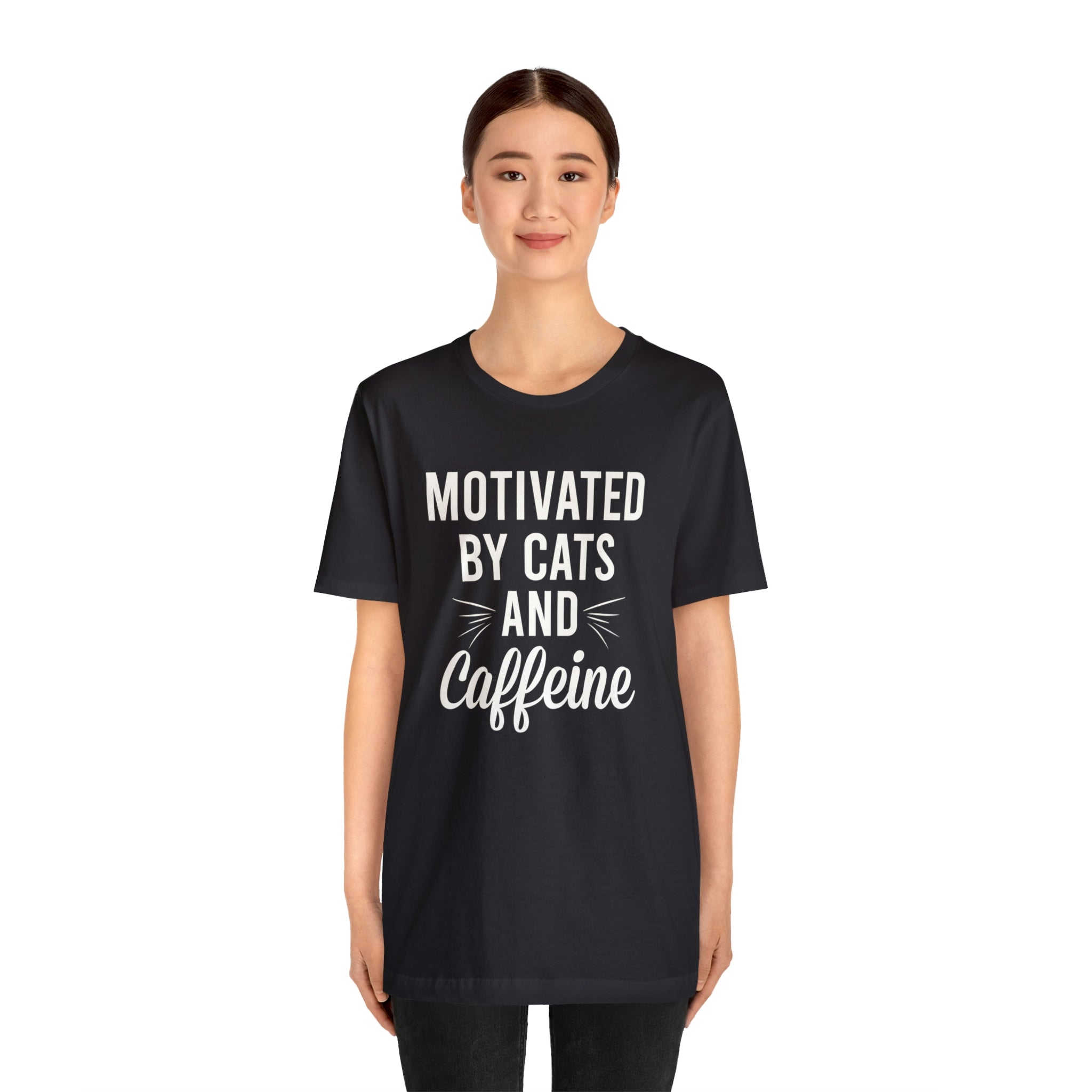 Motivated By Cats &amp; Caffeine - Unisex Jersey Short Sleeve Tee