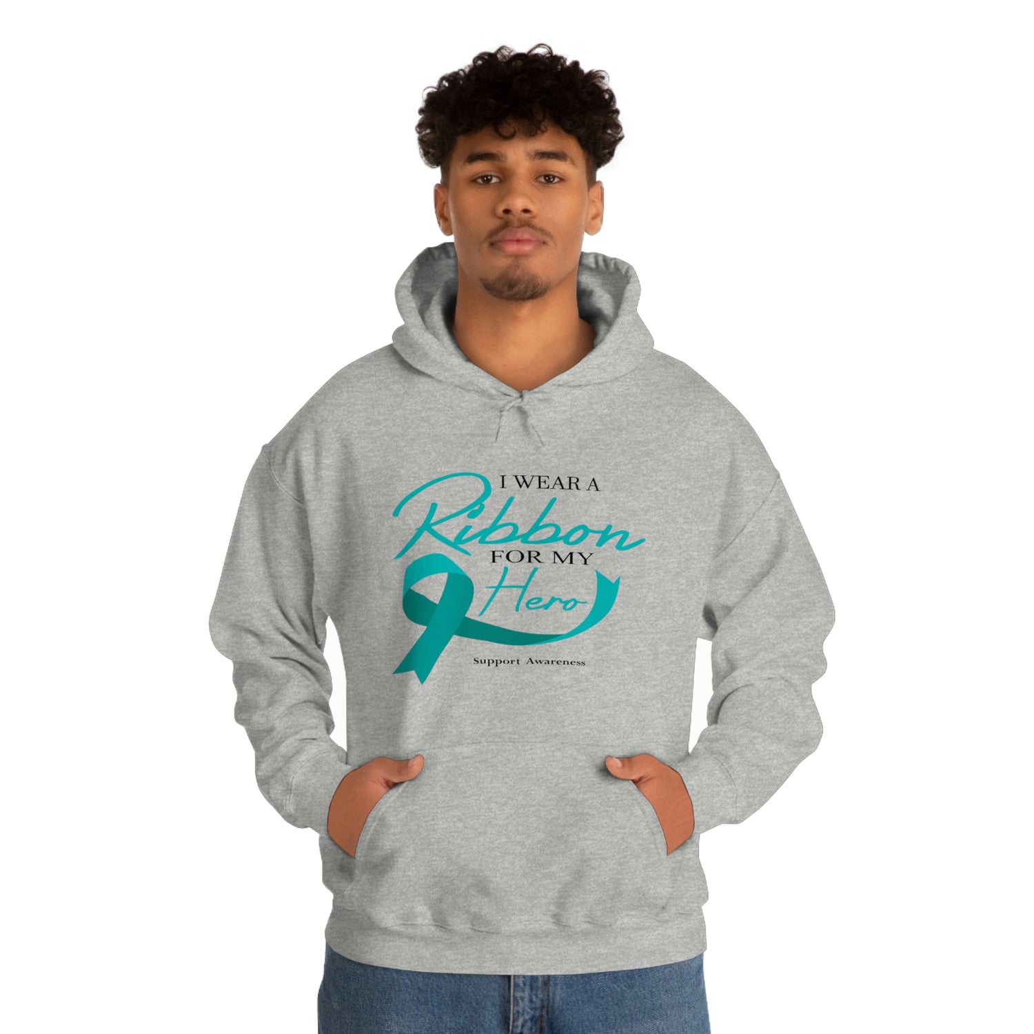 I Wear A Ribbon For My Hero - Unisex Heavy Blend™ Hooded Sweatshirt