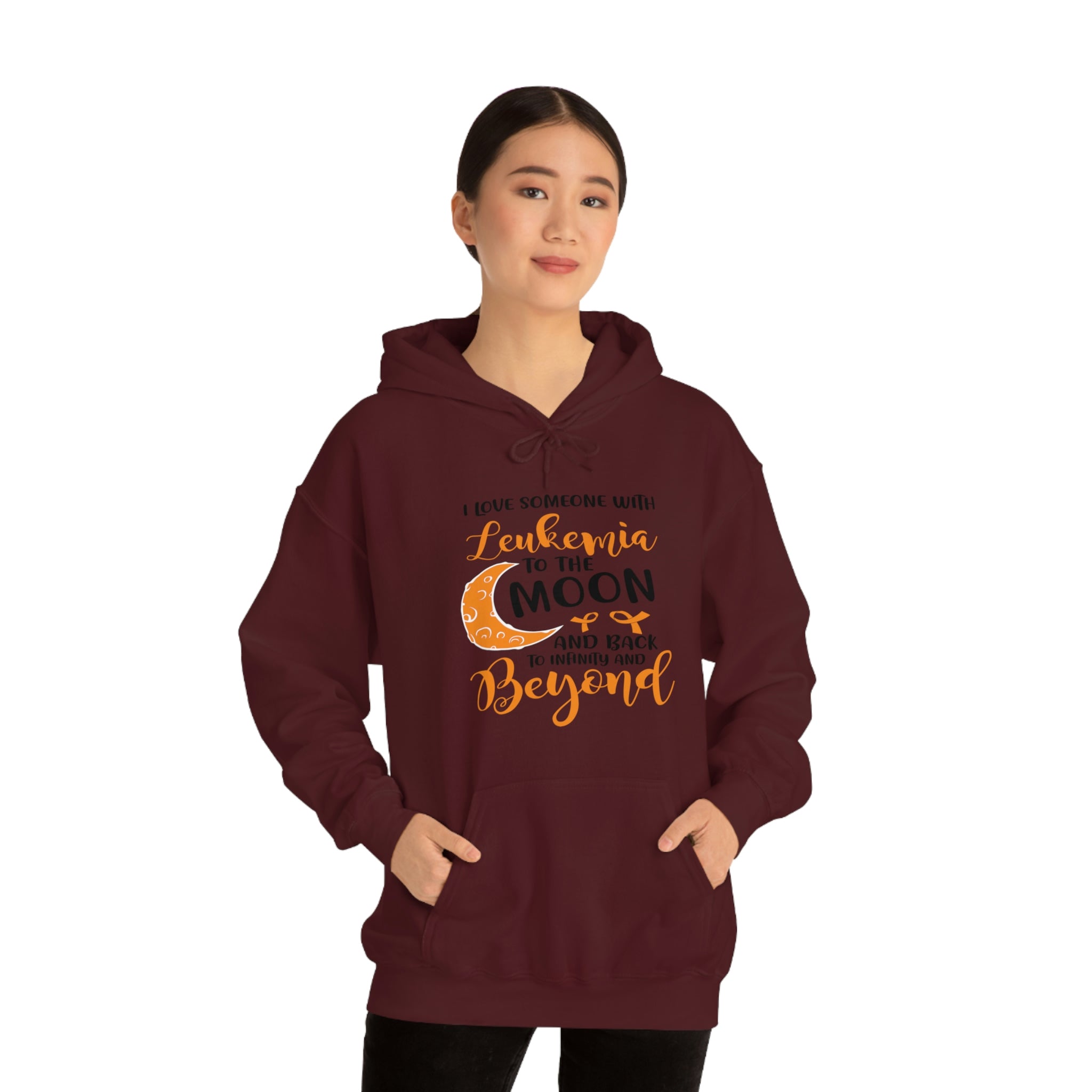 I Love Someone With Leukemia To The Moon And Back - Unisex Heavy Blend™ Hooded Sweatshirt