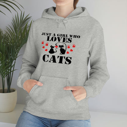 Just a Girl Who Loves Cats - Unisex Heavy Blend™ Hooded Sweatshirt