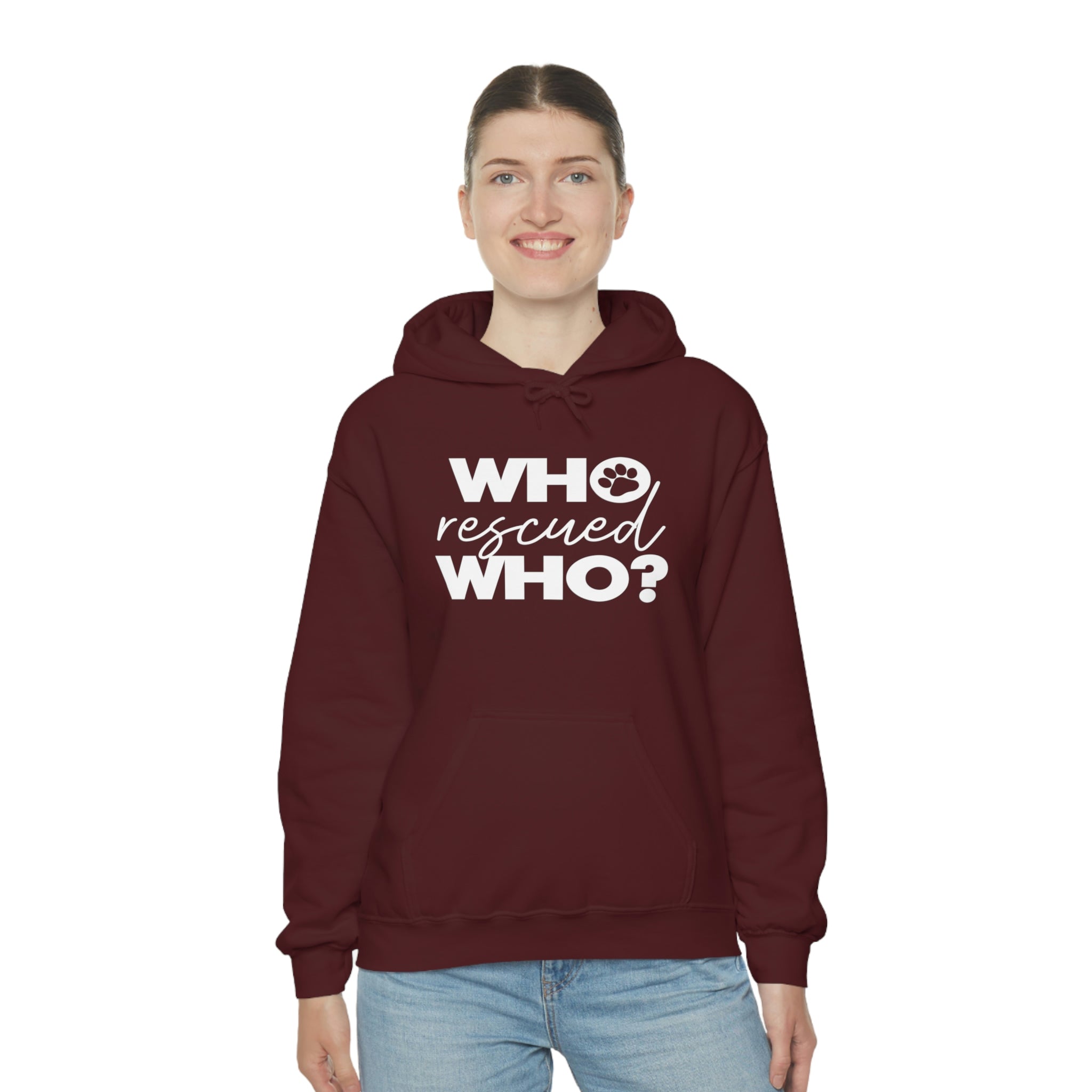 Who Rescued Who - Unisex Heavy Blend™ Hooded Sweatshirt