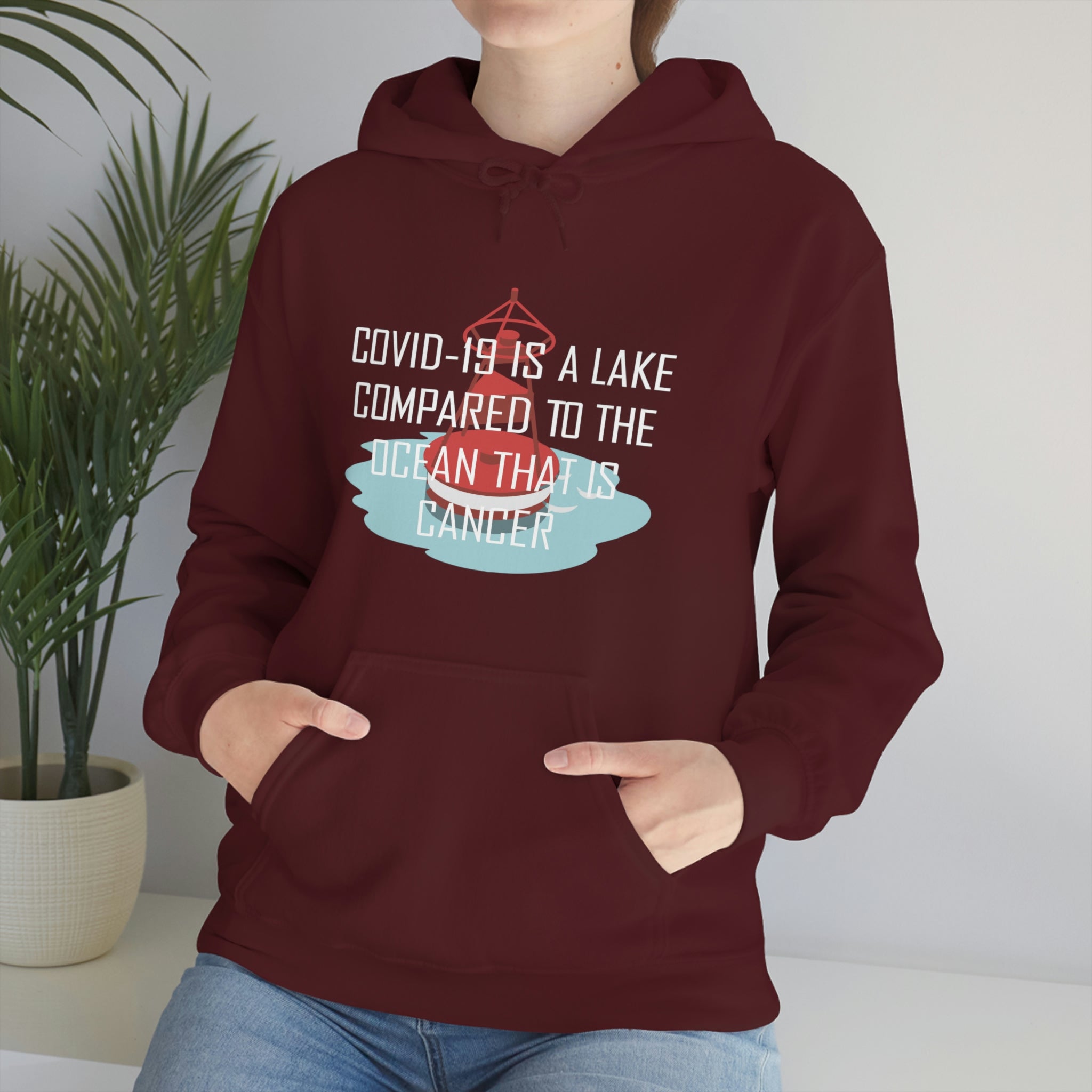 Covid-19 Is A Lake Compared To The Ocean That Is Cancer - Unisex Heavy Blend™ Hooded Sweatshirt