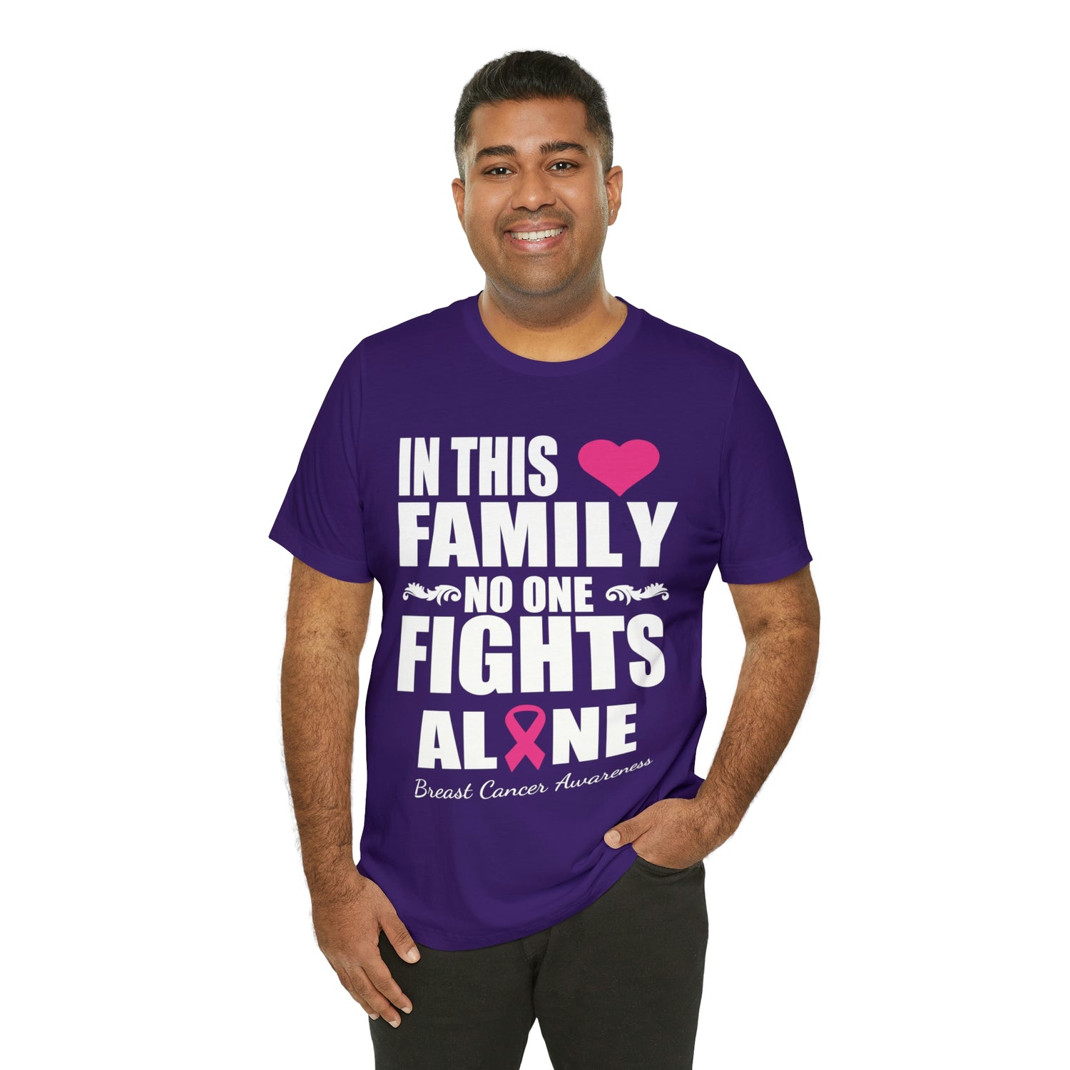 In This Family No One Fights Alone - Unisex Jersey Short Sleeve Tee