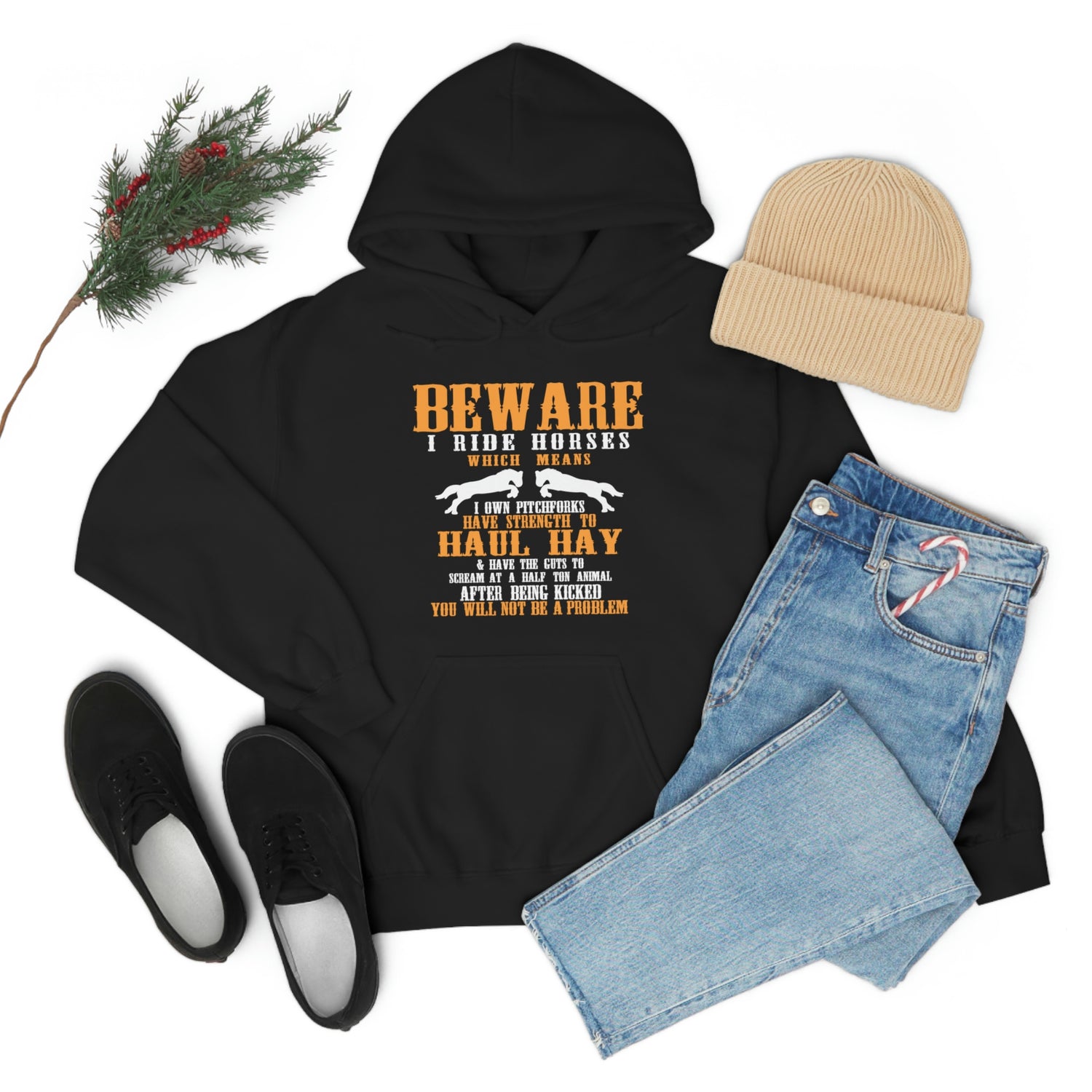 Beware I Ride Horses - Unisex Heavy Blend™ Hooded Sweatshirt