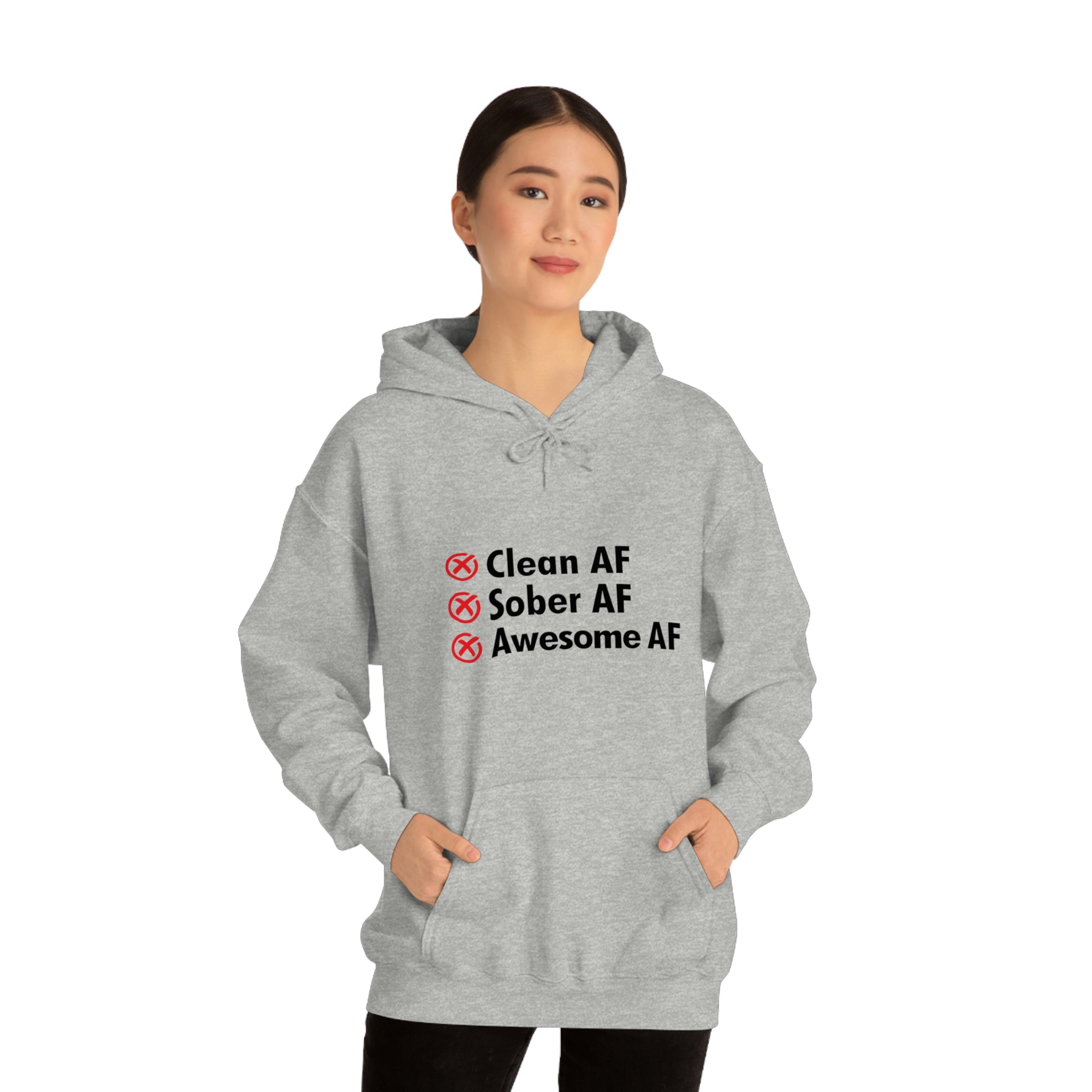 Clean AF Sober AF Awesome AF - Unisex Heavy Blend™ Hooded Sweatshirt