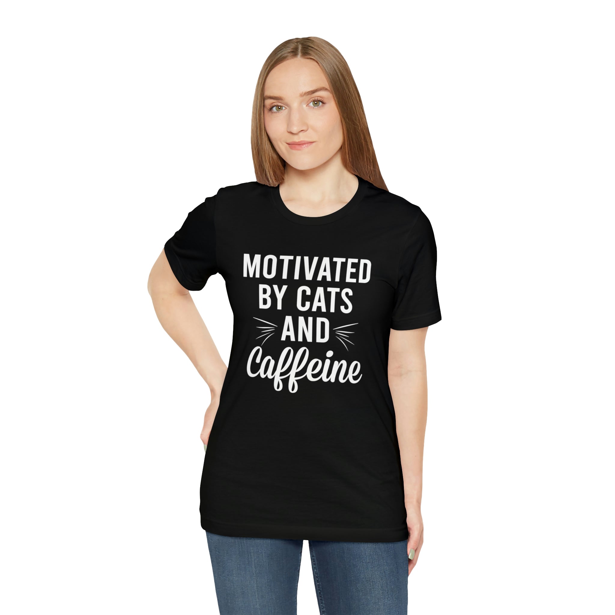 Motivated By Cats &amp; Caffeine - Unisex Jersey Short Sleeve Tee