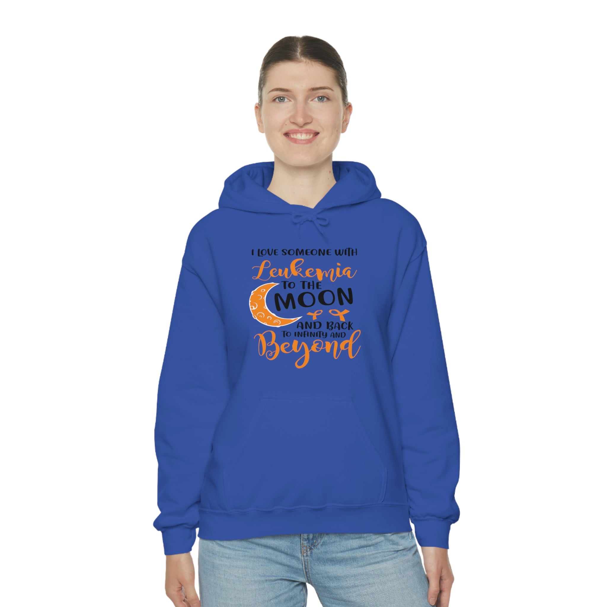 I Love Someone With Leukemia To The Moon And Back - Unisex Heavy Blend™ Hooded Sweatshirt