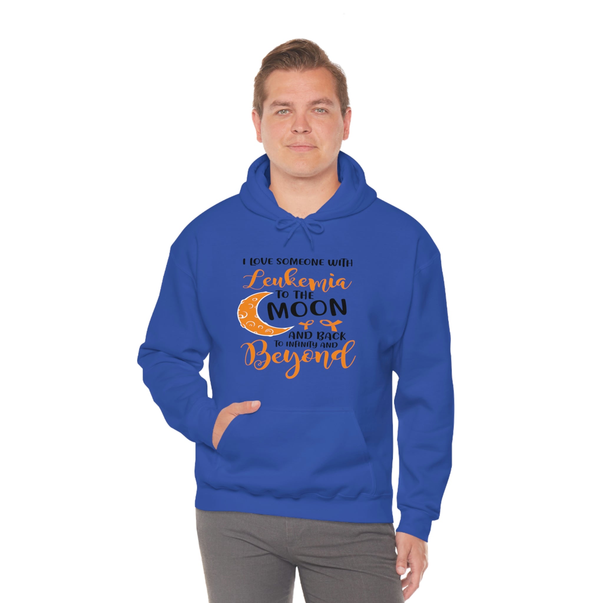 I Love Someone With Leukemia To The Moon And Back - Unisex Heavy Blend™ Hooded Sweatshirt