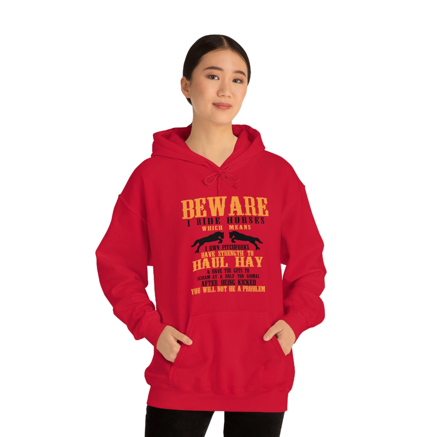 Beware I Ride Horses - Unisex Heavy Blend™ Hooded Sweatshirt