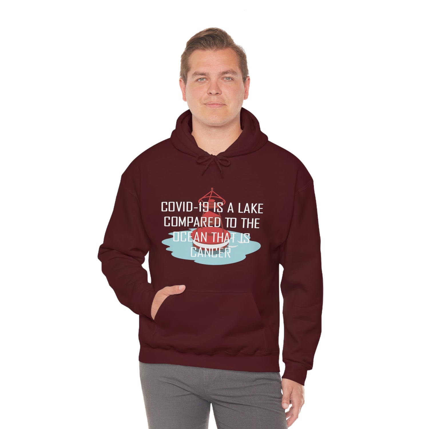 Covid-19 Is A Lake Compared To The Ocean That Is Cancer - Unisex Heavy Blend™ Hooded Sweatshirt