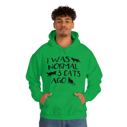 I Was Normal 3 Cats Ago - Unisex Heavy Blend™ Hooded Sweatshirt