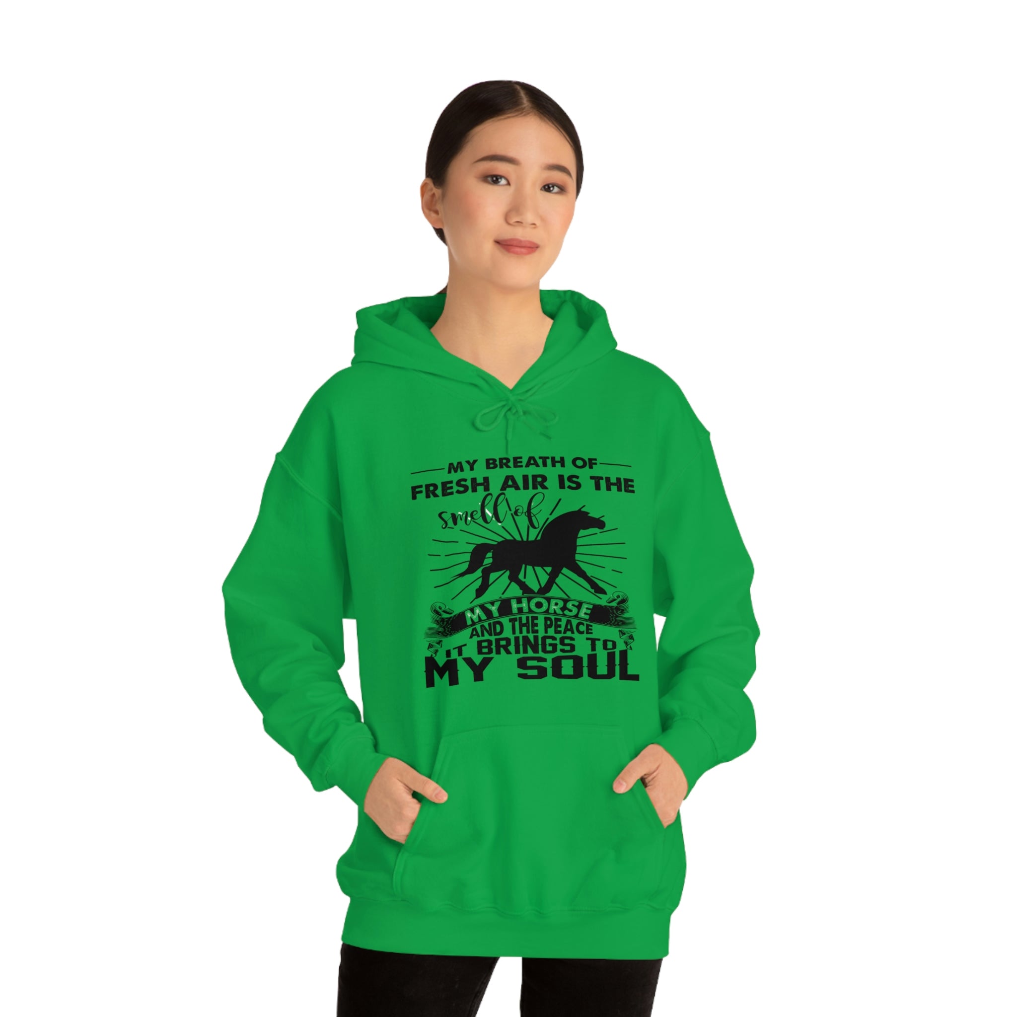 My Breath Of Fresh Air Is The Smell Of My Horse - Unisex Heavy Blend™ Hooded Sweatshirt