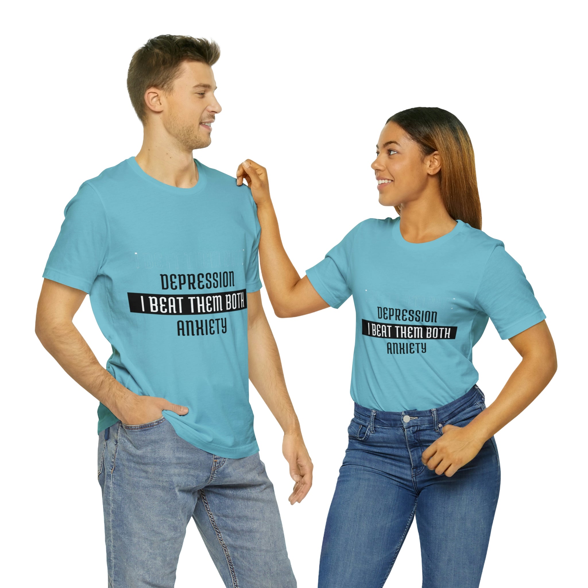 Depression &amp; Anxiety I Beat Then Both - Unisex Jersey Short Sleeve Tee