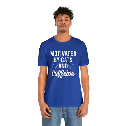 Motivated By Cats &amp; Caffeine - Unisex Jersey Short Sleeve Tee