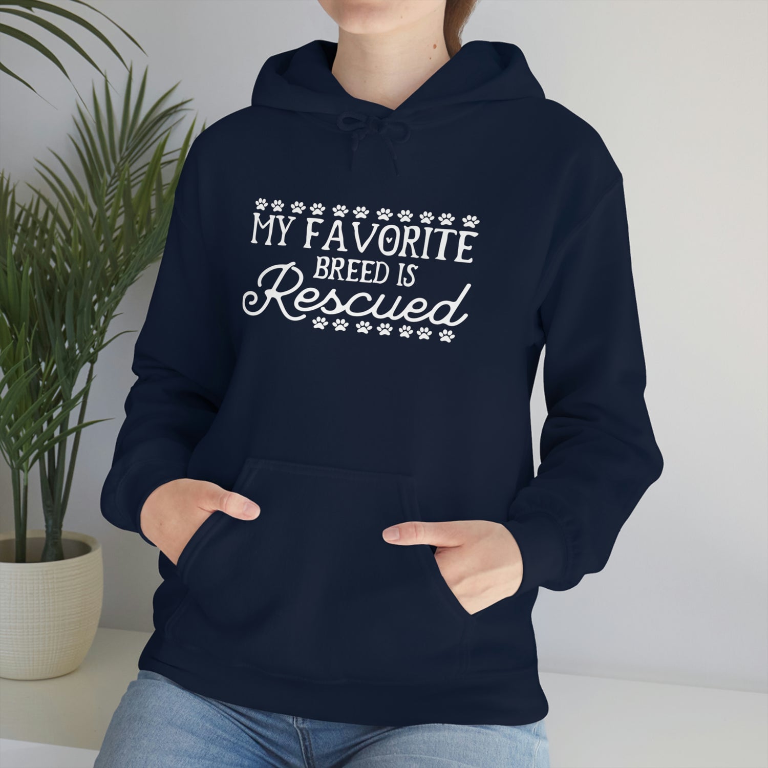 My Favorite Breed Is Rescued - Unisex Heavy Blend™ Hooded Sweatshirt